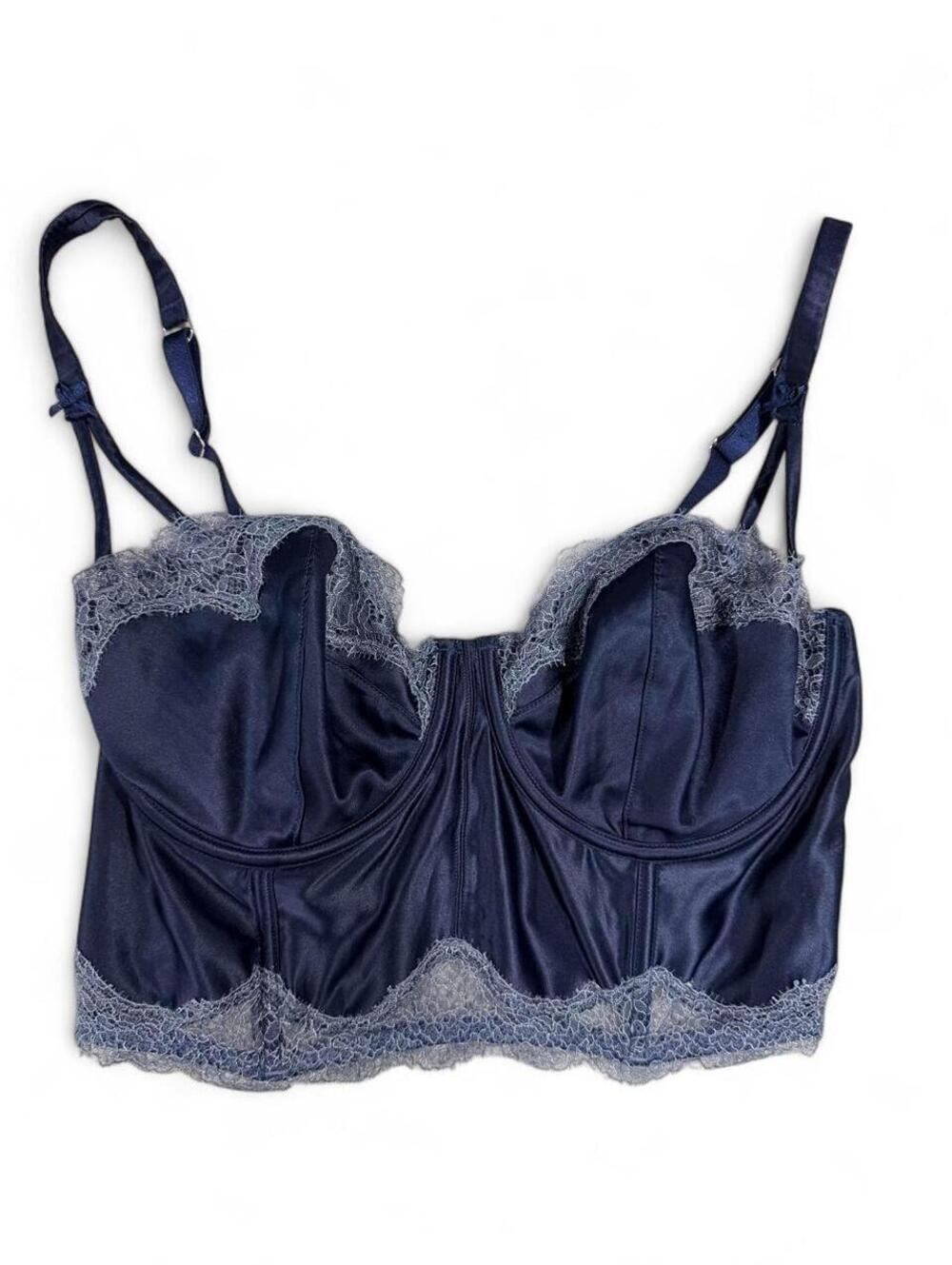 Victoria Secret Navy blue lace corset top with lace trim